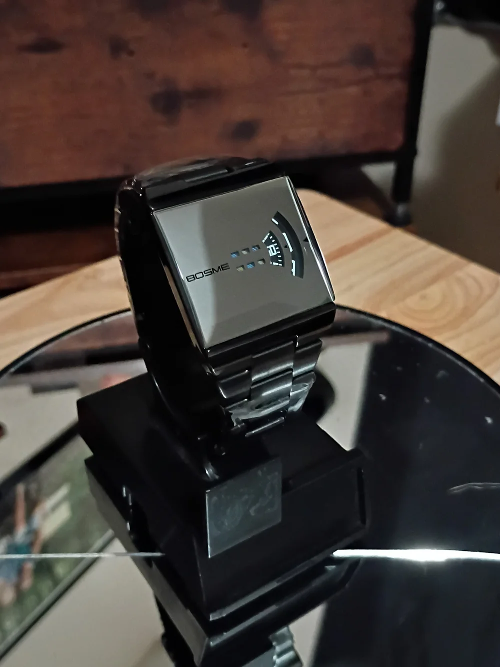 Black Stainless Steel LED Wrist Watch